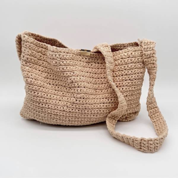 Crocheted crossbody purse with a long strap
